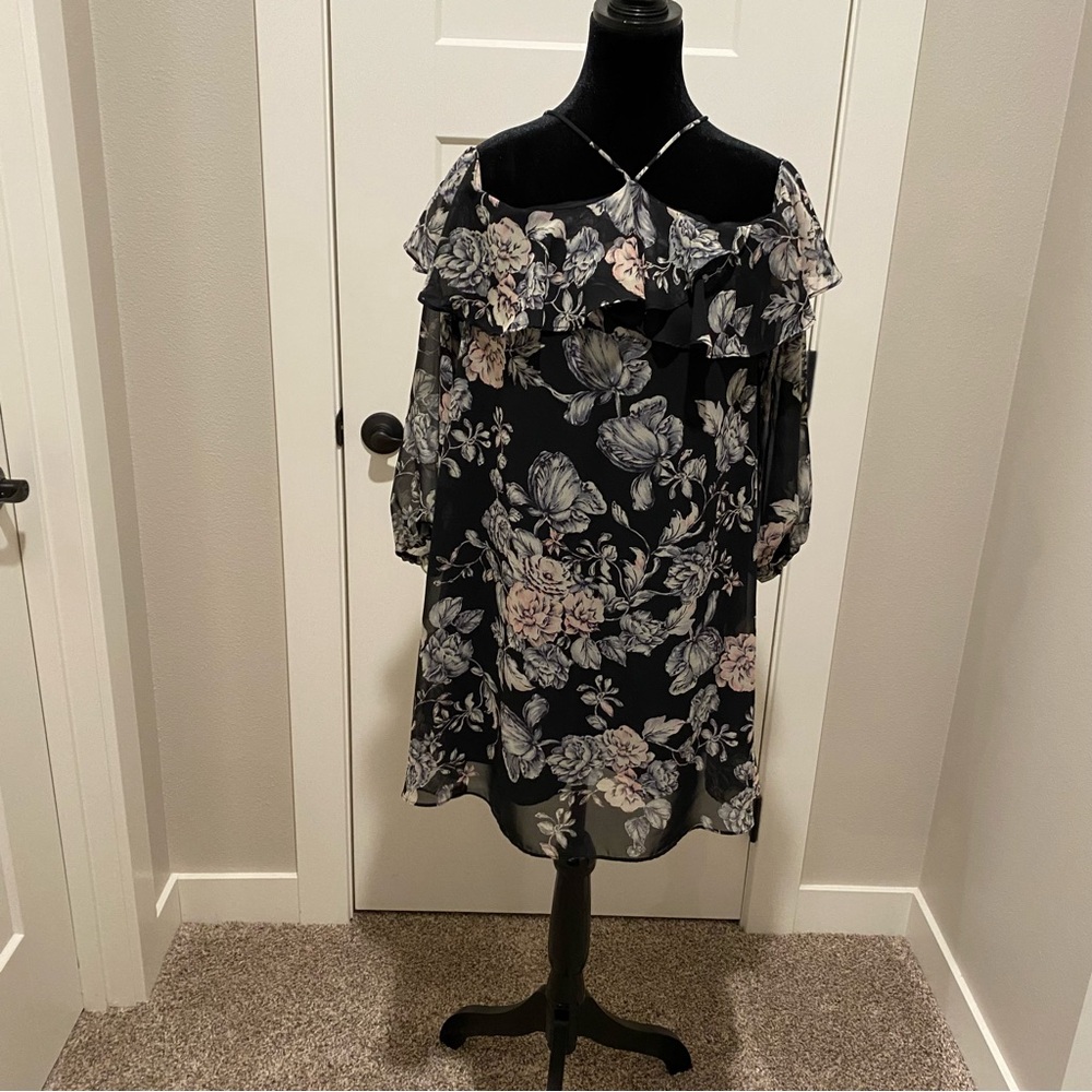 Floral Black Midi Dress